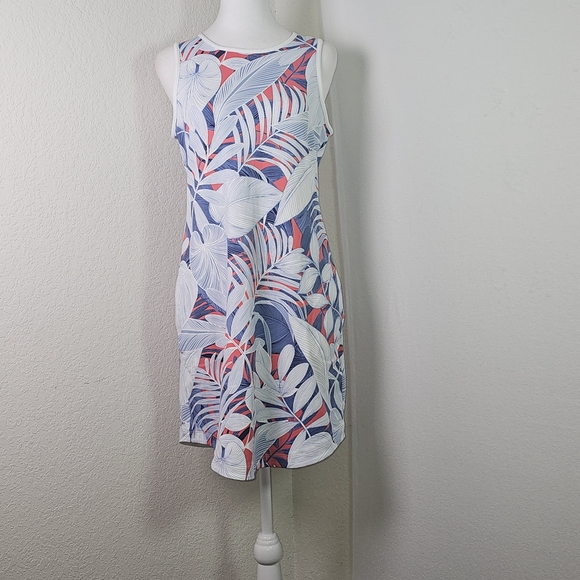 Tropical Leaf Print Sleeveless Dress - Picture 1 of 12